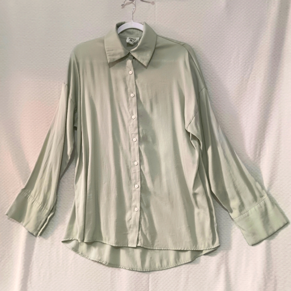 Princess Polly XX Light Green Button-Up Shirt